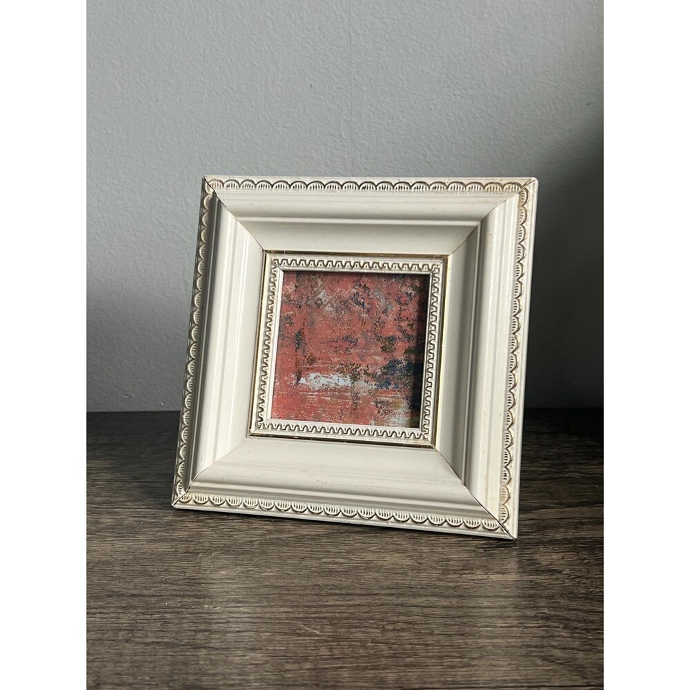 Vintage 3” x 3” White with Gold Trim Detail Frame
